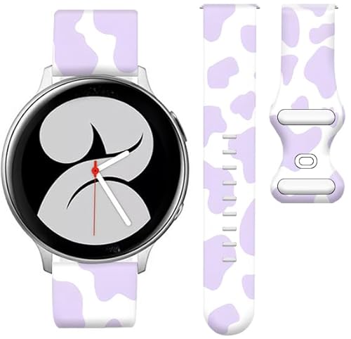 OZLNKPJL Ersatz-Silikonarmband, farbecht, kompatibel mit Galaxy Watch 6/5/4/5 Pro/4 Classic/3 (41 mm) / Active 2 & 1,20 mm Sport-Smartwatch-Armband für Damen, Herren, Mädchen, Lila / Weiß von OZLNKPJL