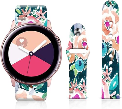 OZLNKPJL Ersatz-Silikonarmband, farbecht, kompatibel mit Galaxy Watch 6/5/4/5 Pro/4 Classic/3 (41 mm) / Active 2 & 1,20 mm Sport-Smartwatch-Armband für Damen, Herren, Mädchen (Wasserfarben, von OZLNKPJL