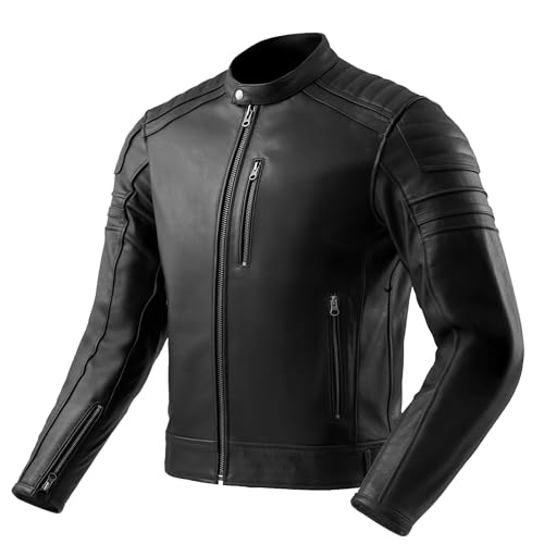 OZONE MOTO Colt Motorradjacke Herren | Leder | Ellbogen und Schulter Protektoren | Rückenprotektor Tasche | Belüftungskanäle von OZONE MOTO