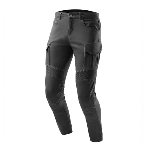 OZONE MOTO Faster Motorradjeans Herren | Aramidfaser Futter | Knieprotektoren Stufe 2 | Tasche für Hüftprotektoren und Steißbeinprotektor | 2 Cargotaschen | Tapered Fit von OZONE MOTO