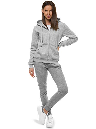 OZONEE Damen 2-Teilig Set Kapuzenpullover + Jogginghose Jogginganzug Sweatjacke Trainingshose Trainingsanzug Sportanzug Freizeitanzug Sport Anzug Tracksuit Fitnessanzug 777/5283DR/2 GRAU S von OZONEE