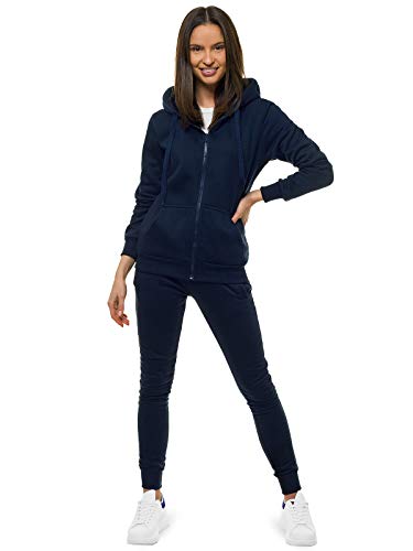 OZONEE Damen 2-Teilig Set Kapuzenpullover + Jogginghose Jogginganzug Sweatjacke Trainingshose Trainingsanzug Sportanzug Freizeitanzug Sport Anzug Tracksuit Fitnessanzug 777/5283DR/25 DUNKELBLAU L von OZONEE