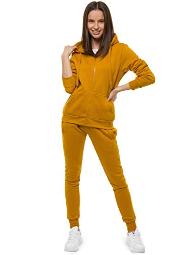 OZONEE Damen 2-Teilig Set Kapuzenpullover + Jogginghose Jogginganzug Sweatjacke Trainingshose Trainingsanzug Sportanzug Freizeitanzug Sport Anzug Tracksuit Fitnessanzug 777/5283DR/26 CAMEL L von OZONEE