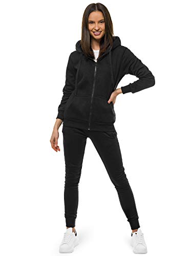 OZONEE Damen 2-Teilig Set Kapuzenpullover + Jogginghose Jogginganzug Sweatjacke Trainingshose Trainingsanzug Sportanzug Freizeitanzug Sport Anzug Tracksuit Fitnessanzug 777/5283DR/3 SCHWARZ L von OZONEE