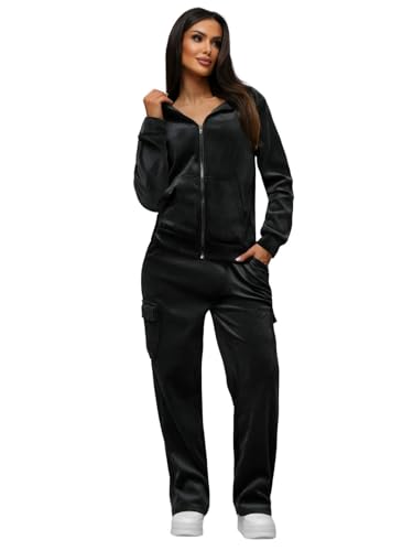 OZONEE Damen 2-Teilig Set Kapuzenpullover + Jogginghose Jogginganzug Sweatjacke Trainingshose Trainingsanzug Sportanzug Freizeitanzug Sport Anzug Tracksuit Fitnessanzug 777/6620DR von OZONEE