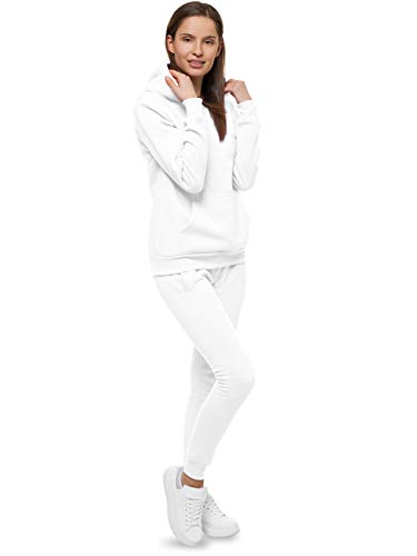 OZONEE Damen 2-Teilig Set Kapuzenpullover + Jogginghose Jogginganzug Sweatjacke Trainingshose Trainingsanzug Sportanzug Freizeitanzug Sport Anzug Tracksuit Fitnessanzug SET/CKW02/1 WEIẞ S von OZONEE