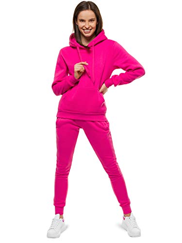 OZONEE Damen 2-Teilig Set Kapuzenpullover + Jogginghose Jogginganzug Sweatjacke Trainingshose Trainingsanzug Sportanzug Freizeitanzug Sport Anzug Tracksuit Fitnessanzug SET/CKW02/19 ROSA M von OZONEE