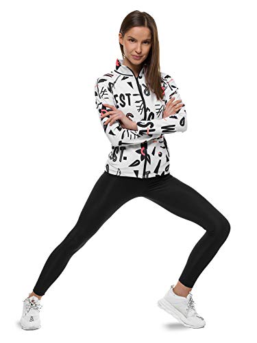 OZONEE Damen 2-Teilig Set Leggings + Sweatjacke Jogginganzug Sportleggings Jogginghose Trainingsanzug Sportanzug Freizeitanzug Sport Anzug Tracksuit Fitnessanzug Lang 777/3315DR WEIß/Sc L von OZONEE