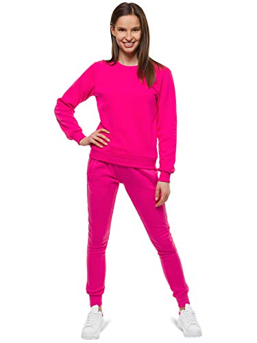 OZONEE Damen 2-Teilig Set Sweatshirt + Jogginghose Jogginganzug Pullover Trainingshose Trainingsanzug Sportanzug Freizeitanzug Sport Anzug Tracksuit Fitnessanzug Rundhals 777/7129DR/19 ROSA M von OZONEE