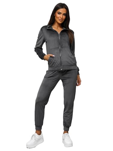OZONEE Damen 2-Teilig Set Sweatshirt + Jogginghose Jogginganzug Sweatjacke Trainingshose Trainingsanzug Sportanzug Freizeitanzug Sport Anzug Tracksuit Fitnessanzug 777/3606DR von OZONEE