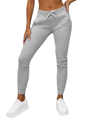 OZONEE Damen Jogginghose Hose Trainingshose Sporthose Freizeithose Motiv Damenhose Fitnesshose Sweathose Sweatpants Joggpants Fußballhose 777/3774S GRAU S von OZONEE