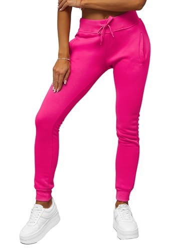 OZONEE Damen Jogginghose Hose Trainingshose Sporthose Freizeithose Motiv Damenhose Fitnesshose Sweathose Sweatpants Joggpants Fußballhose 777/3774S ROSA M von OZONEE