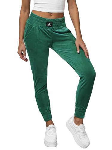 OZONEE Damen Jogginghose Hose Trainingshose Sporthose Freizeithose Motiv Damenhose Fitnesshose Sweathose Sweatpants Joggpants Fußballhose 777/5531S GRÜN XXL von OZONEE