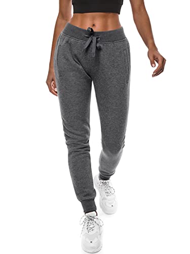 OZONEE Damen Jogginghose Hose Trainingshose Sporthose Freizeithose Motiv Damenhose Fitnesshose Sweathose Sweatpants Joggpants Fußballhose 777/7003S DUNKELGRAU L von OZONEE