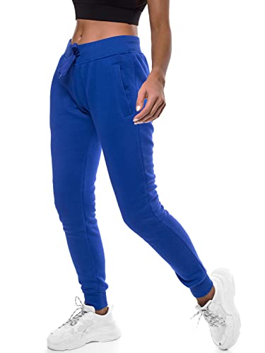 OZONEE Damen Jogginghose Hose Trainingshose Sporthose Freizeithose Motiv Damenhose Fitnesshose Sweathose Sweatpants Joggpants Fußballhose 777/7003S KOBALTT S von OZONEE