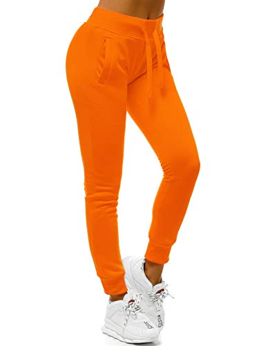 OZONEE Damen Jogginghose Hose Trainingshose Sporthose Freizeithose Motiv Damenhose Fitnesshose Sweathose Sweatpants Joggpants Fußballhose JS/CK01/32 ORANGE M von OZONEE