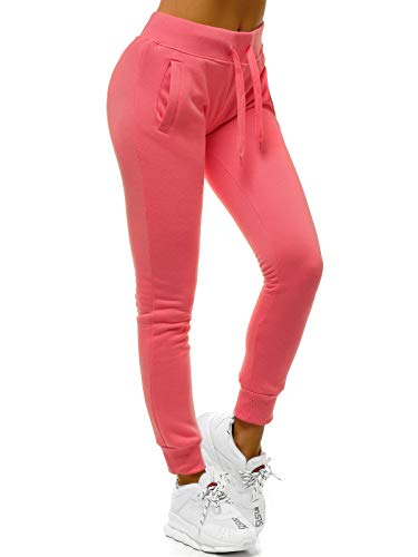 OZONEE Damen Jogginghose Hose Trainingshose Sporthose Freizeithose Motiv Damenhose Fitnesshose Sweathose Sweatpants Joggpants Fußballhose JS/CK01/37 KORALLEN L von OZONEE