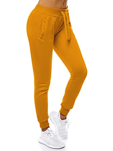 OZONEE Damen Jogginghose Hose Trainingshose Sporthose Freizeithose Motiv Damenhose Fitnesshose Sweathose Sweatpants Joggpants Fußballhose JS/CK01 Camel XL von OZONEE