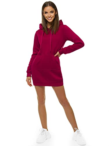 OZONEE Damen Kapuzenpullover Lang Sweatjacke Sweatshirt Farbvarianten Kapuzenjacke Kapuzenpulli Kapuze Langarm Hoodie Sport Style Casual Fitness Training Basic 777/6813B/21 WEINROT XL von OZONEE