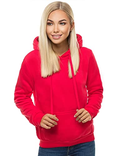 OZONEE Damen Kapuzenpullover Sweatjacke Sweatshirt Farbvarianten Kapuzenjacke Kapuzenpulli Kapuze Langarm Hoodie Sport Style Casual Fitness Basic Training 777/7175B/59 HIMBEERFARBE M von OZONEE