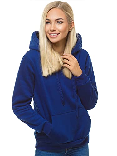 OZONEE Damen Kapuzenpullover Sweatjacke Sweatshirt Farbvarianten Kapuzenjacke Kapuzenpulli Kapuze Langarm Hoodie Sport Style Casual Fitness Basic Training 777/7175B/66 Indigo M von OZONEE