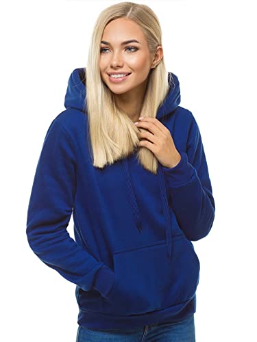 OZONEE Damen Kapuzenpullover Sweatjacke Sweatshirt Farbvarianten Kapuzenjacke Kapuzenpulli Kapuze Langarm Hoodie Sport Style Casual Fitness Basic Training 777/7175B/66 Indigo S von OZONEE