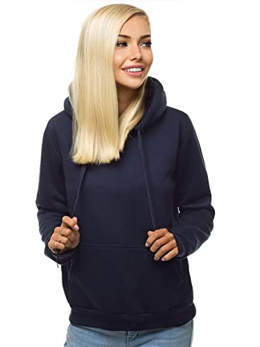 OZONEE Damen Kapuzenpullover Sweatjacke Sweatshirt Farbvarianten Kapuzenjacke Kapuzenpulli Kapuze Langarm Hoodie Sport Style Casual Fitness Basic Training 777/7175B DUNKELBLAU S von OZONEE
