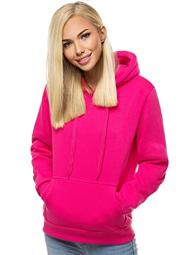 OZONEE Damen Kapuzenpullover Sweatjacke Sweatshirt Farbvarianten Kapuzenjacke Kapuzenpulli Kapuze Langarm Hoodie Sport Style Casual Fitness Basic Training 777/7175B DUNKELROSA S von OZONEE