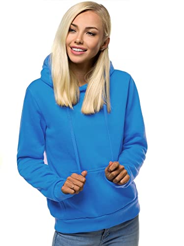 OZONEE Damen Kapuzenpullover Sweatjacke Sweatshirt Farbvarianten Kapuzenjacke Kapuzenpulli Kapuze Langarm Hoodie Sport Style Casual Fitness Basic Training 777/7175B HELLBLAU S von OZONEE