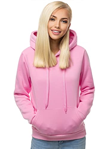 OZONEE Damen Kapuzenpullover Sweatjacke Sweatshirt Farbvarianten Kapuzenjacke Kapuzenpulli Kapuze Langarm Hoodie Sport Style Casual Fitness Basic Training 777/7175B Hellrosa XL von OZONEE