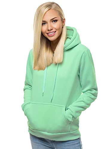 OZONEE Damen Kapuzenpullover Sweatjacke Sweatshirt Farbvarianten Kapuzenjacke Kapuzenpulli Kapuze Langarm Hoodie Sport Style Casual Fitness Basic Training 777/7175B PFFEFERMINZ M von OZONEE