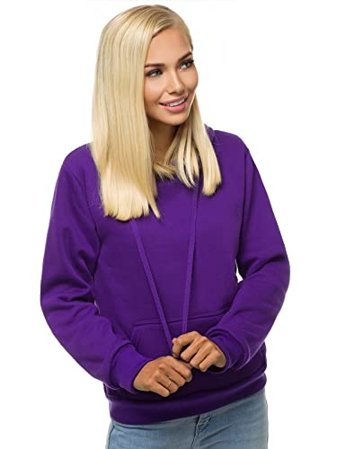 OZONEE Damen Kapuzenpullover Sweatjacke Sweatshirt Farbvarianten Kapuzenjacke Kapuzenpulli Kapuze Langarm Hoodie Sport Style Casual Fitness Basic Training 777/7175B VIOLETT M von OZONEE