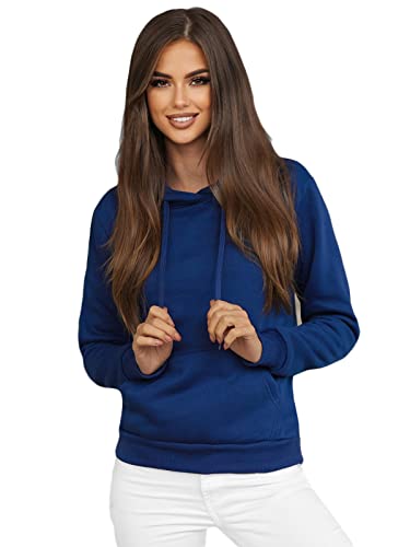 OZONEE Damen Kapuzenpullover Sweatjacke Sweatshirt Farbvarianten Kapuzenjacke Kapuzenpulli Kapuze Langarm Hoodie Sport Style Casual Fitness Training Basic 777/2128B/66 Indigo S von OZONEE