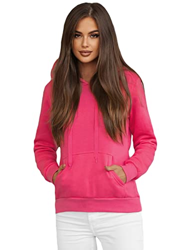 OZONEE Damen Kapuzenpullover Sweatjacke Sweatshirt Farbvarianten Kapuzenjacke Kapuzenpulli Kapuze Langarm Hoodie Sport Style Casual Fitness Training Basic 777/2128B DUNKELROSA M von OZONEE