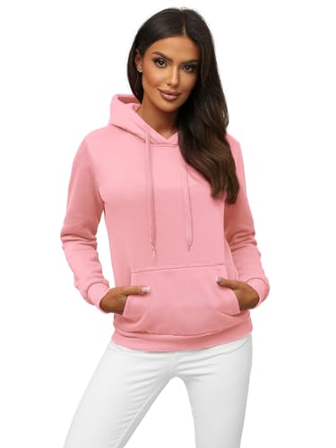 OZONEE Damen Kapuzenpullover Sweatjacke Sweatshirt Farbvarianten Kapuzenjacke Kapuzenpulli Kapuze Langarm Hoodie Sport Style Casual Fitness Training Basic 777/2695B PUDERROSA L von OZONEE
