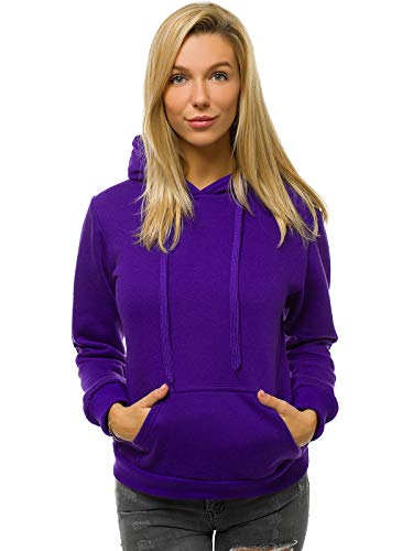 OZONEE Damen Kapuzenpullover Sweatjacke Sweatshirt Farbvarianten Kapuzenjacke Kapuzenpulli Langarm Kapuze Hoodie Sport Style Casual Fitness Basic Training 777/2901B VIOLETT S von OZONEE