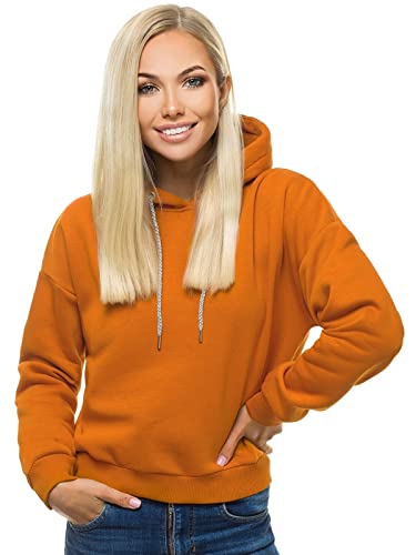 OZONEE Damen Kapuzenpullover Sweatjacke Sweatshirt Farbvarianten Kapuzenjacke Kapuzenpulli Kapuze Langarm Hoodie Sport Style Casual Fitness Training Basic 777/4988B Camel M von OZONEE