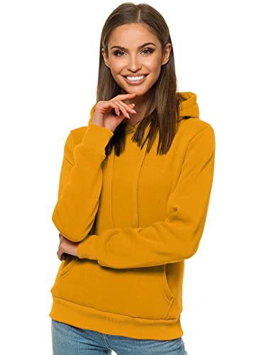 OZONEE Damen Kapuzenpullover Sweatjacke Sweatshirt Farbvarianten Kapuzenjacke Kapuzenpulli Kapuze Langarm Hoodie Sport Style Casual Fitness Training Basic 777/6569B/26 Camel L von OZONEE