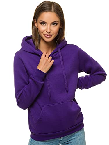 OZONEE Damen Kapuzenpullover Sweatjacke Sweatshirt Farbvarianten Kapuzenjacke Kapuzenpulli Kapuze Langarm Hoodie Sport Style Casual Fitness Training Basic 777/6569B VIOLETT M von OZONEE