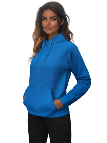 OZONEE Damen Kapuzenpullover Sweatjacke Sweatshirt Farbvarianten Kapuzenjacke Kapuzenpulli Kapuze Langarm Hoodie Sport Style Casual Fitness Training Basic 777/7338B HELLBLAU S von OZONEE