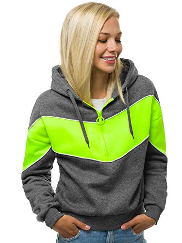 OZONEE Damen Kapuzenpullover Sweatjacke Sweatshirt Farbvarianten Kapuzenjacke Kapuzenpulli Kapuze Langarm Hoodie Sport Style Casual Fitness Training Motiv 777/4374B DUNKELGRAU M von OZONEE