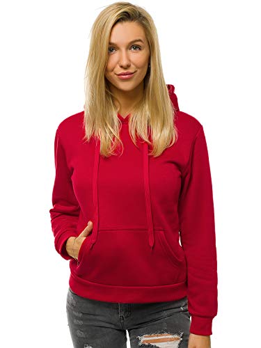 OZONEE Damen Kapuzenpullover Sweatjacke Sweatshirt Farbvarianten Kapuzenjacke Kapuzenpulli Langarm Kapuze Hoodie Sport Style Casual Fitness Basic Training 777/2901B DUNKELROT L von OZONEE