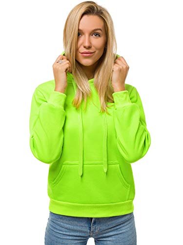 OZONEE Damen Kapuzenpullover Sweatjacke Sweatshirt Farbvarianten Kapuzenjacke Kapuzenpulli Langarm Kapuze Hoodie Sport Style Casual Fitness Basic Training 777/2901B GRÜN-NEON M von OZONEE