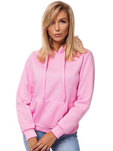 OZONEE Damen Kapuzenpullover Sweatjacke Sweatshirt Farbvarianten Kapuzenjacke Kapuzenpulli Langarm Kapuze Hoodie Sport Style Casual Fitness Basic Training 777/2901B Hellrosa M von OZONEE