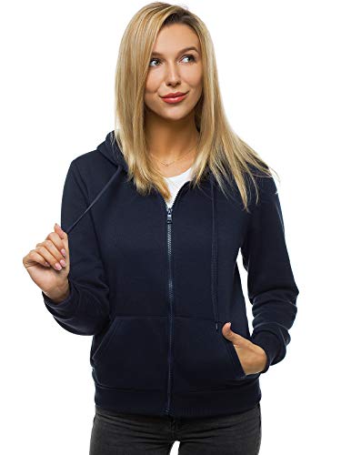 OZONEE Damen Kapuzenpullover Sweatjacke Sweatshirt Farbvarianten Kapuzenjacke Kapuzenpulli Langarm Kapuze Hoodie Sport Style Casual Fitness Basic Training JS/W03 DUNKELBLAU S von OZONEE