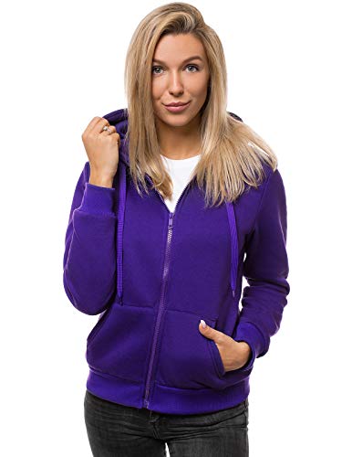 OZONEE Damen Kapuzenpullover Sweatjacke Sweatshirt Farbvarianten Kapuzenjacke Kapuzenpulli Langarm Kapuze Hoodie Sport Style Casual Fitness Basic Training JS/W03 Violet S von OZONEE