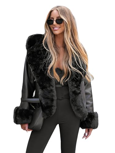 OZONEE Damen Lederjacke Kunstlederjacke Kunstleder Farbvarianten Jacke Bikerjacke Übergangsjacke Damenjacke Leder Echtlederjacke Echtleder Wildleder Biker 777/2594K/392A SCHWARZ L von OZONEE