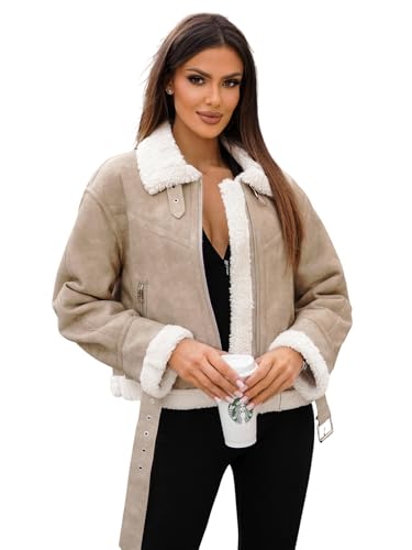 OZONEE Damen Lederjacke Kunstlederjacke Kunstleder Farbvarianten Jacke Bikerjacke Übergangsjacke Damenjacke Leder Echtlederjacke Echtleder Wildleder Biker 777/5074K BEIGE XXL von OZONEE