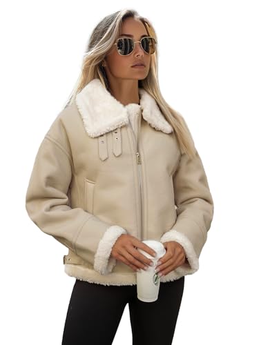 OZONEE Damen Lederjacke Kunstlederjacke Kunstleder Farbvarianten Jacke Bikerjacke Übergangsjacke Damenjacke Leder Echtlederjacke Echtleder Wildleder Biker 777/8718K BEIGE M von OZONEE