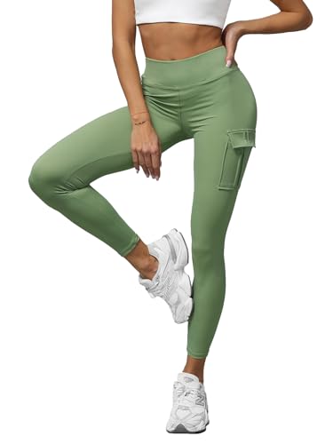 OZONEE Damen Leggings Leggins Kurz Radlerhose Sportleggings Jogginghose Baumwolle Blickdicht High Waist Hüfthoch Hohe Taille Hochbund Sport Unifarbe Einfarbig O/A10319Z PFEFFERMINZ L/XL von OZONEE